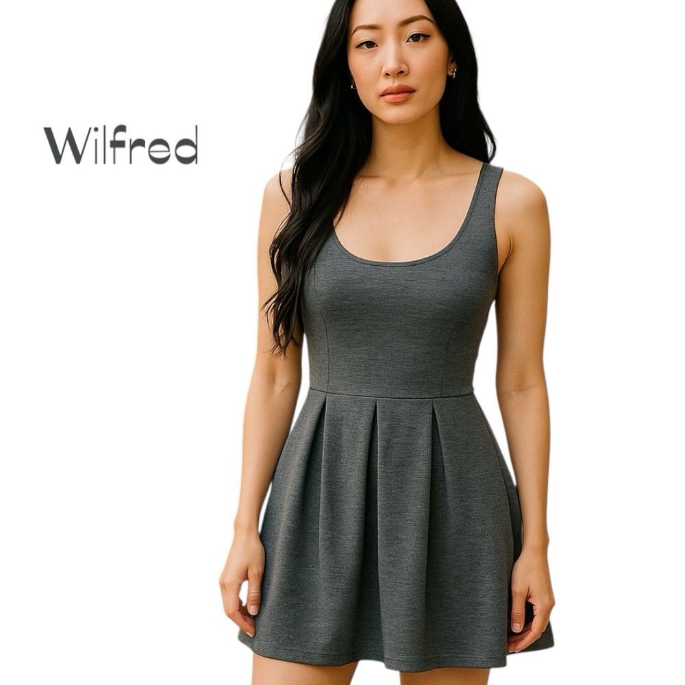 Aritzia Wilfred Gray Fit & Flare Neutral Chic Feminine Dress NWOT Size 2